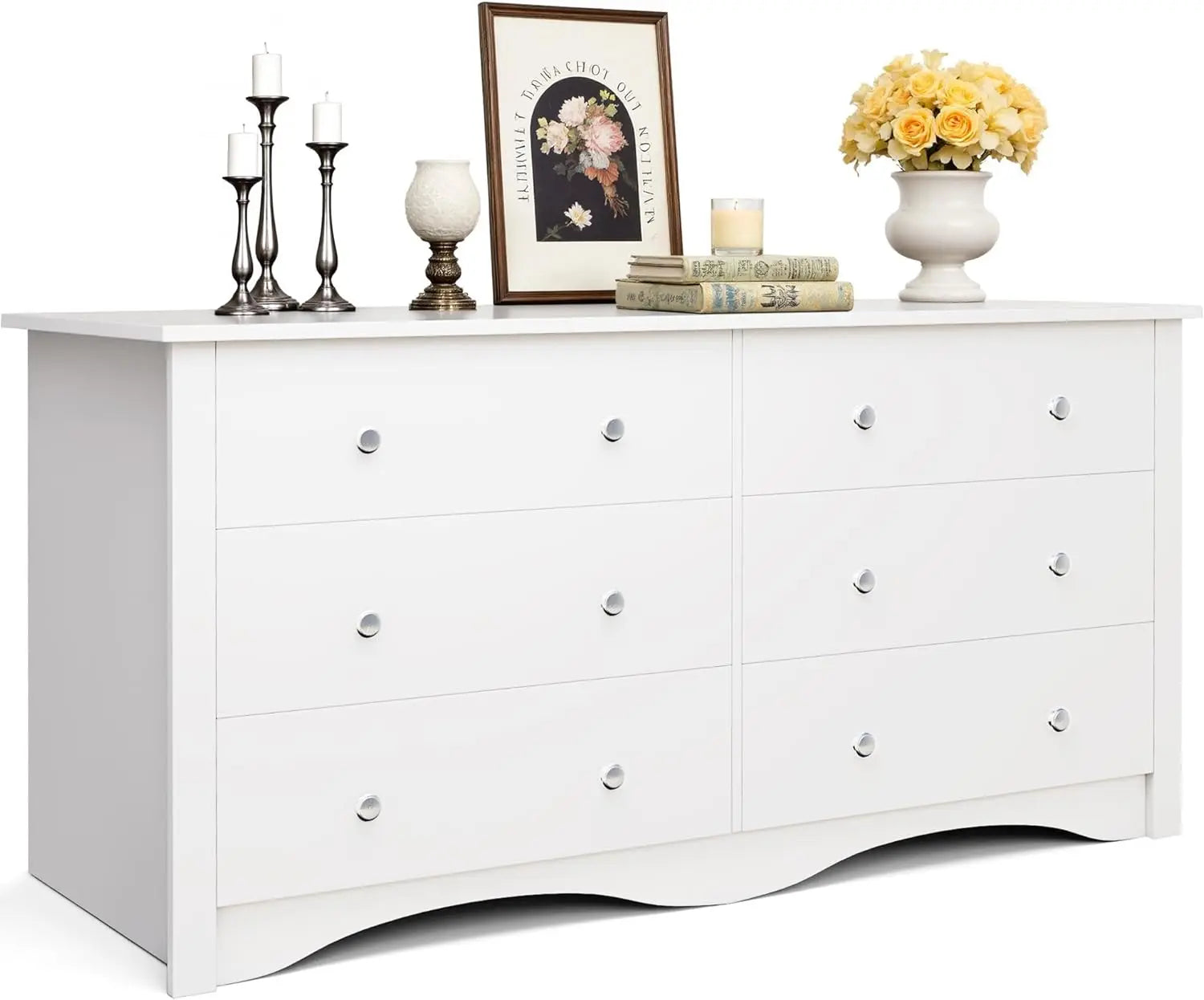 Dresser for Bedroom, 6 Wood Dresser Drawers