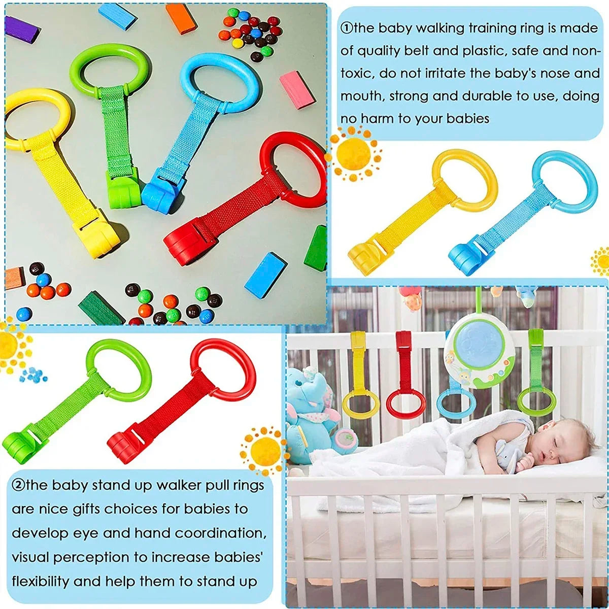 4pcs Baby Cot Rings Walking Assistant Rings Baby