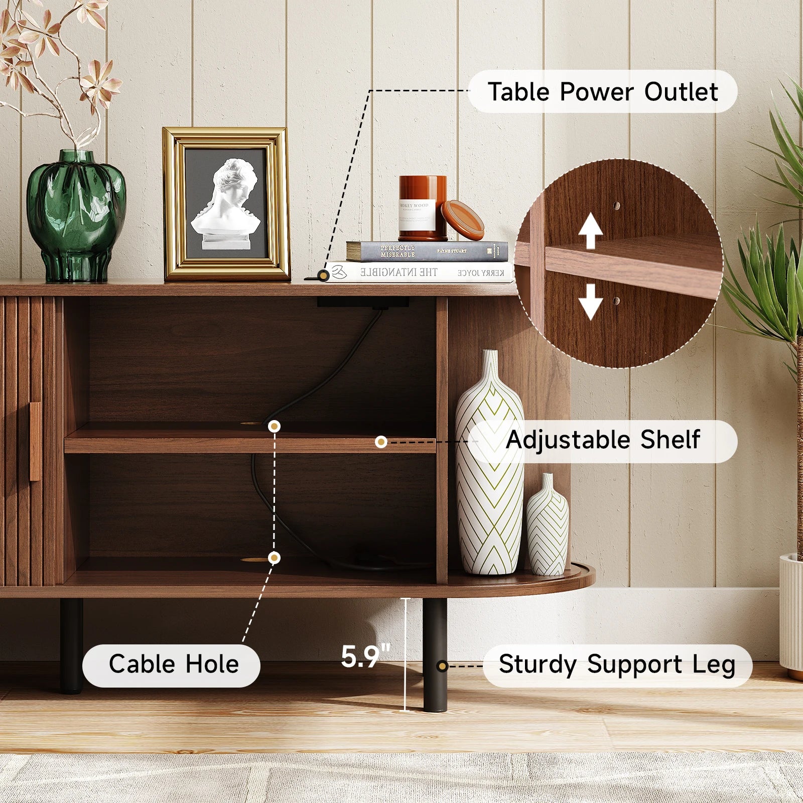 TV Stand with Power Outlet for TVs