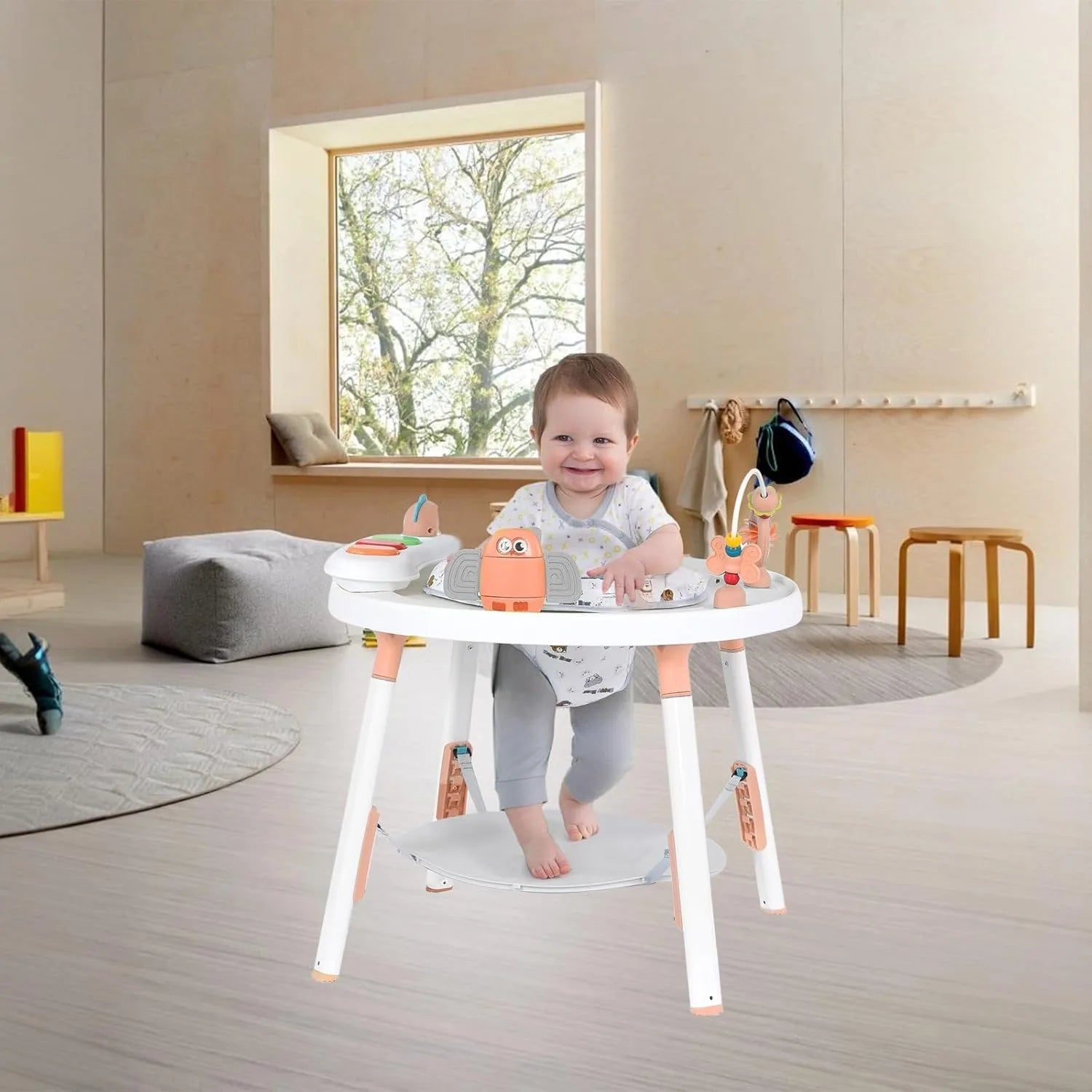US Shipping 3-in-1 Baby Activity Center Jumper with 360 Rotating Seat Music Lights 3 Height Adjustments for Infant 6+