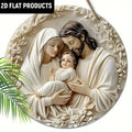 2D Baptism Pray Faith Theme Family Wooden Round Hanging Sign Wall or Door Decor Wall Art