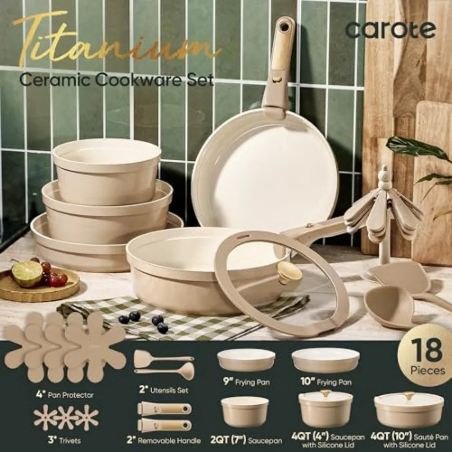 18 Pcs Ceramic Cookware Set