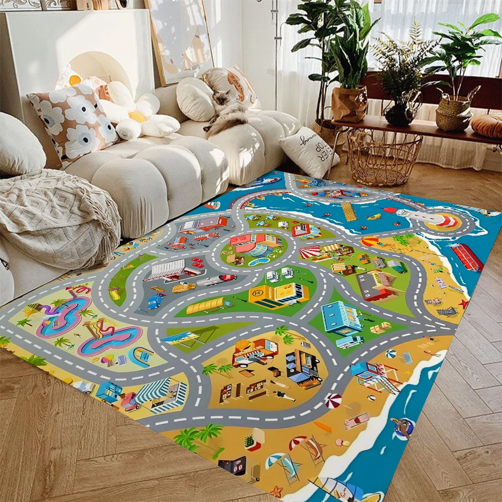 Car Play Mat for Boys and Girls Highway City Traffic Themed