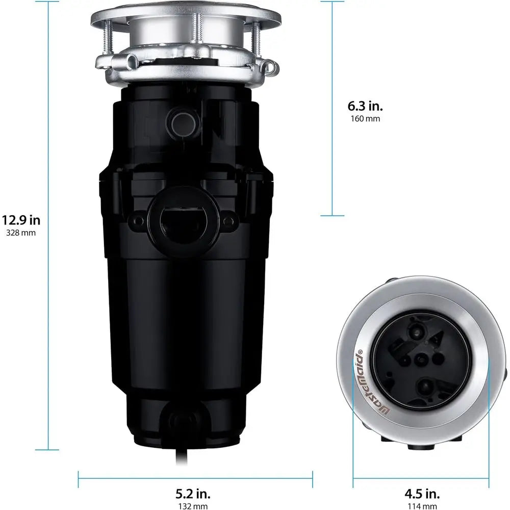 1/2 HP Stainless Steel Garbage Disposal System, Anti-Jam, Economical, Black