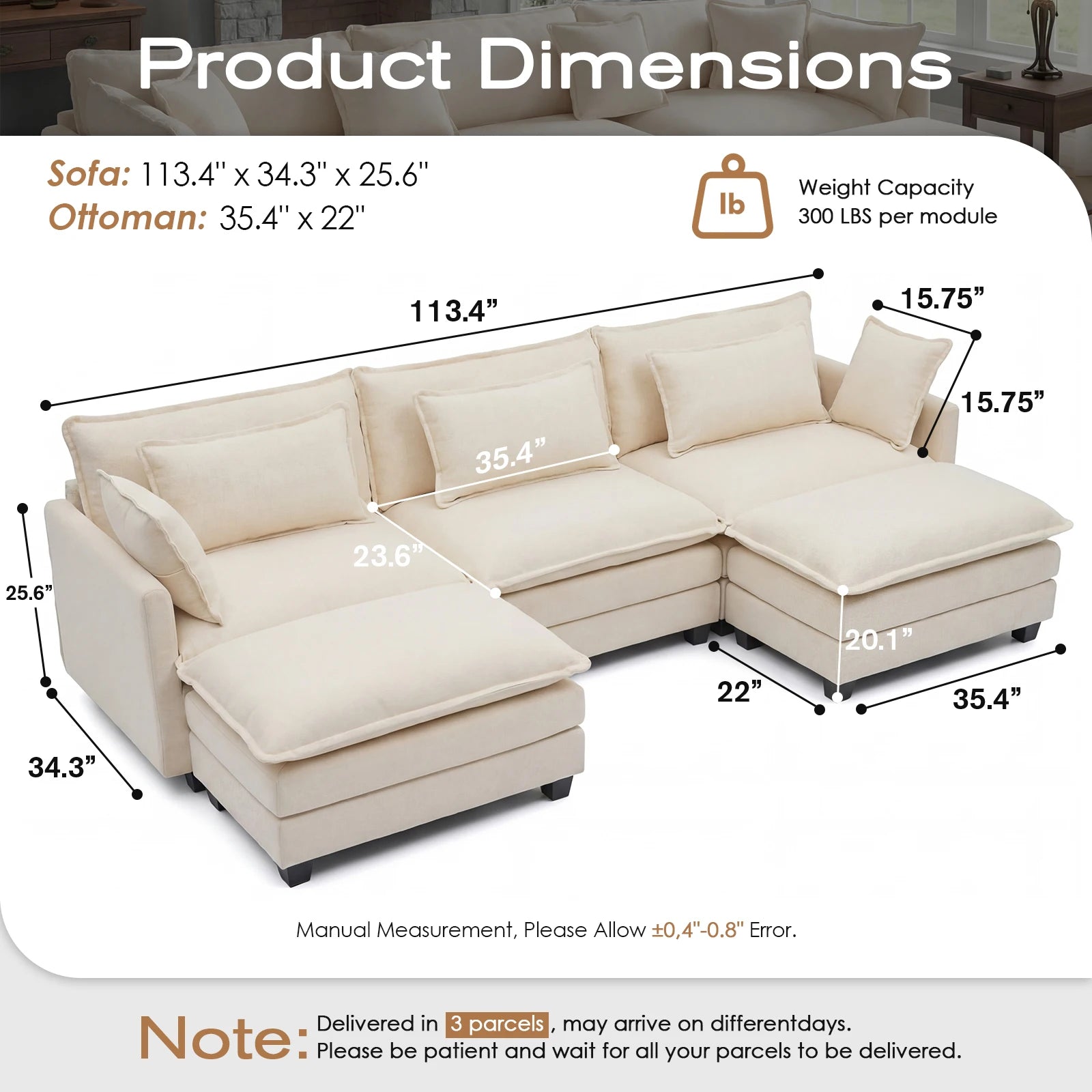 Sectional Sofa with Ottoman