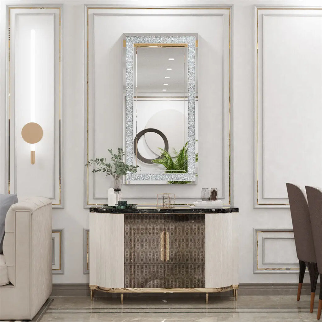 Rectangular Crystal Crush Diamond Wall Mirror