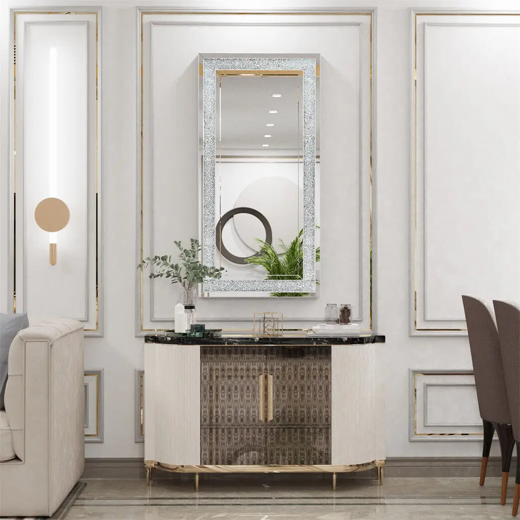 Rectangular Crystal Crush Diamond Wall Mirror