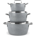 Nonstick Pots and Pans Set, 6 Piece Stackable Cookware with Lids, Stay Cool Handles Dishwasher Safe