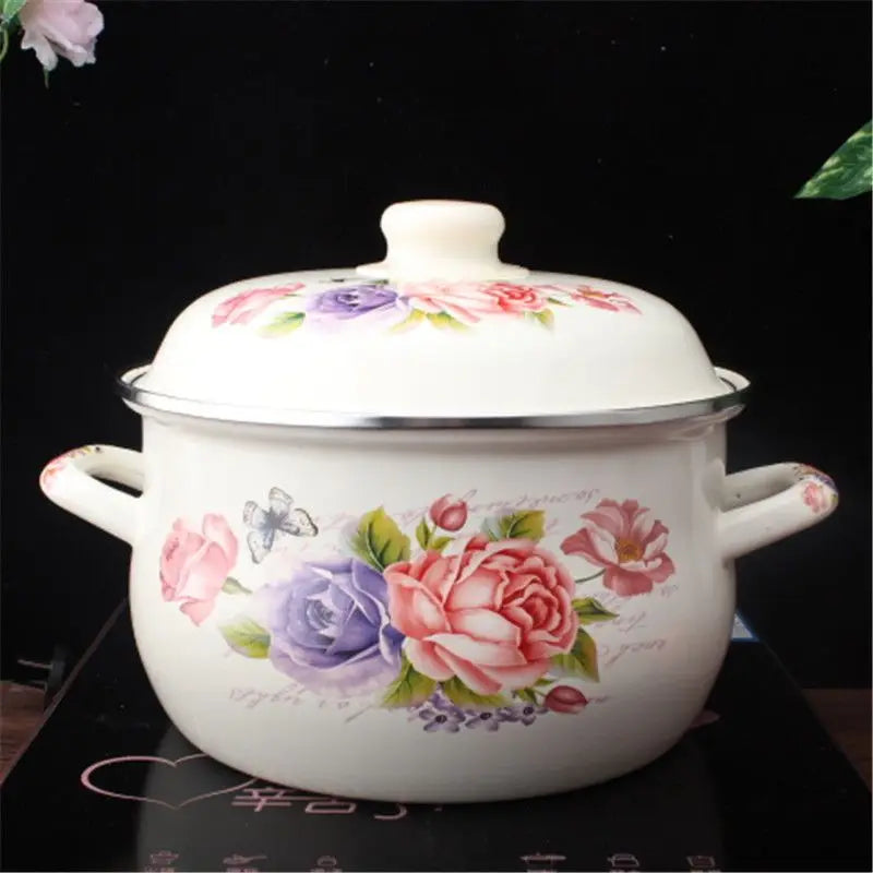 18cm/20cm/22cm/24cm Enameled Pot Thickened Saucepan Stewpot Kitchen Cookware