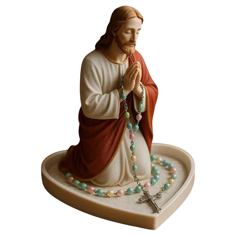 Virgin Mary Rosary Holder Statue Resin Our Lady of Grace Statue Holy Mother Figure Catholic Religious Home Decor