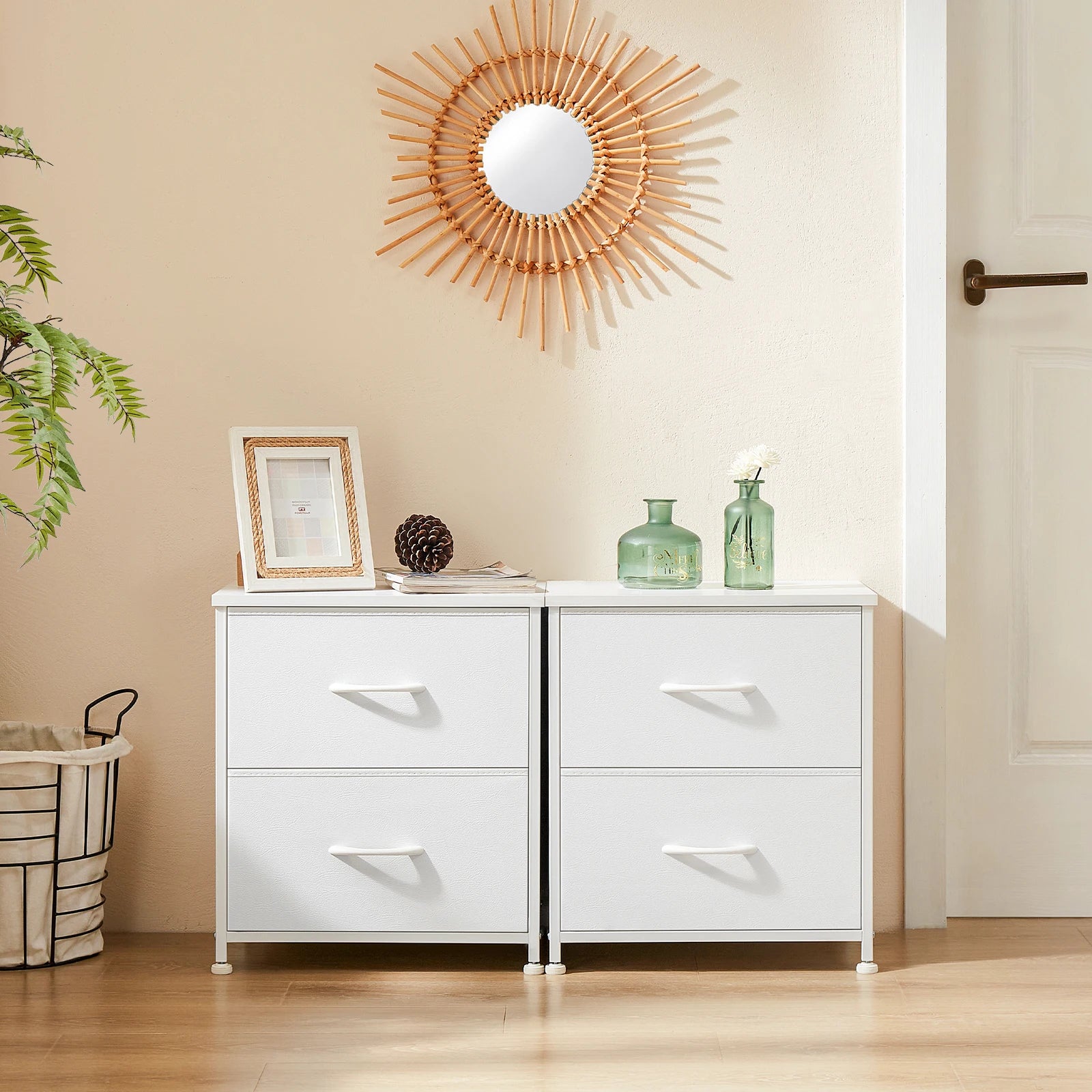 2Fabric Drawers Nightstand