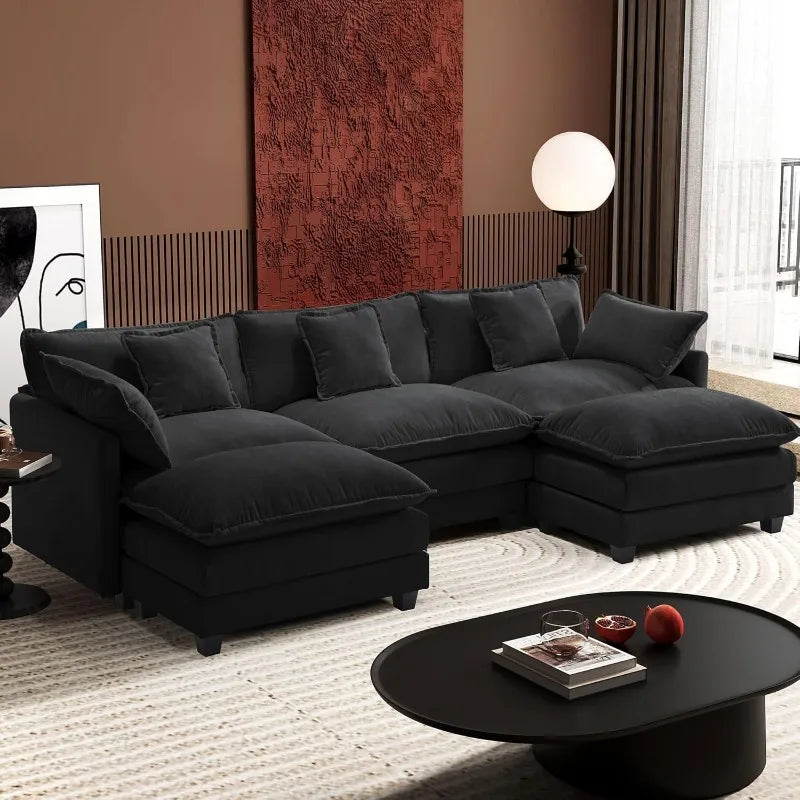 U-Shaped Modern Sofa with 2 Ottoman