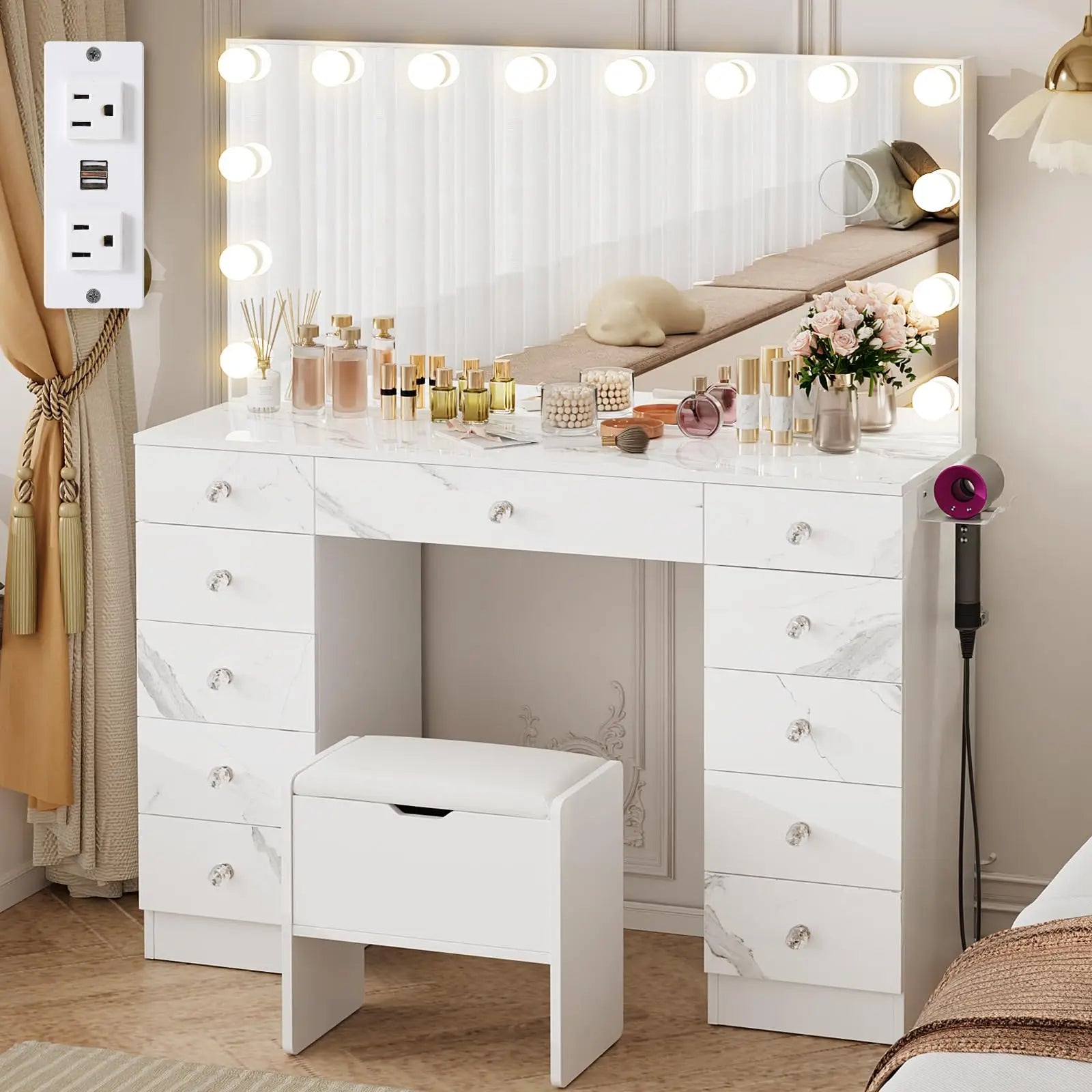 Makeup Vanity Desk with adjustable lighting