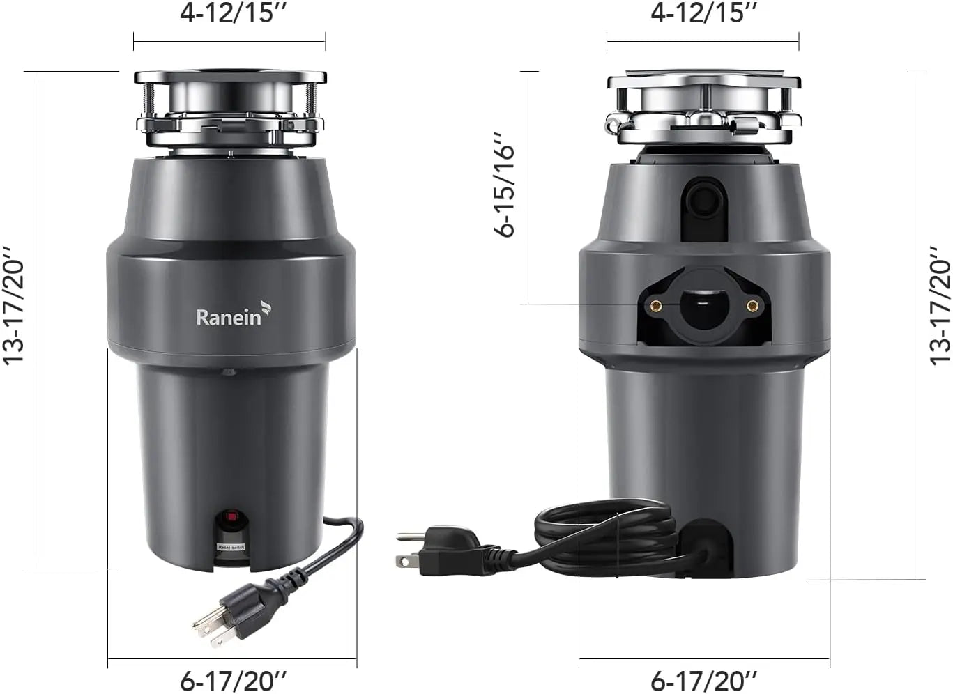 1/2 HP Garbage Disposal with Power Cord