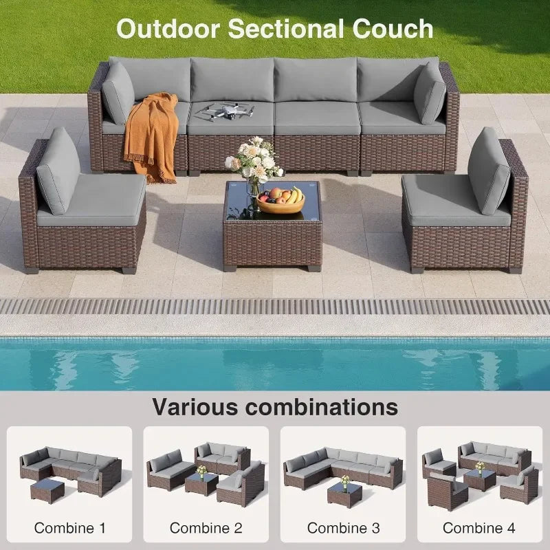 7 Pieces Outdoor Patio Furniture Set