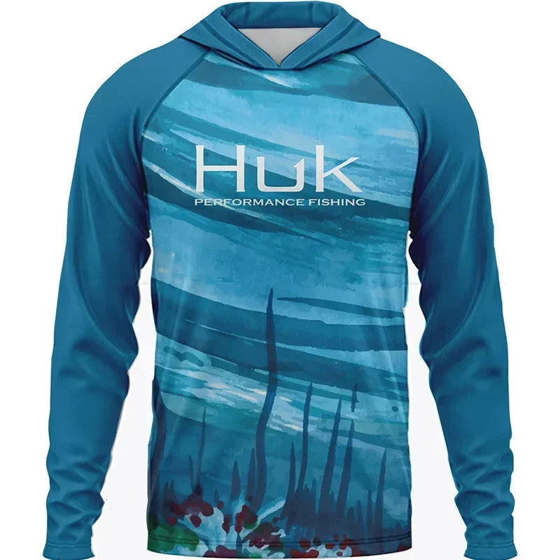 Summer Fishing Men Long Sleeve Hooded T-Shirt