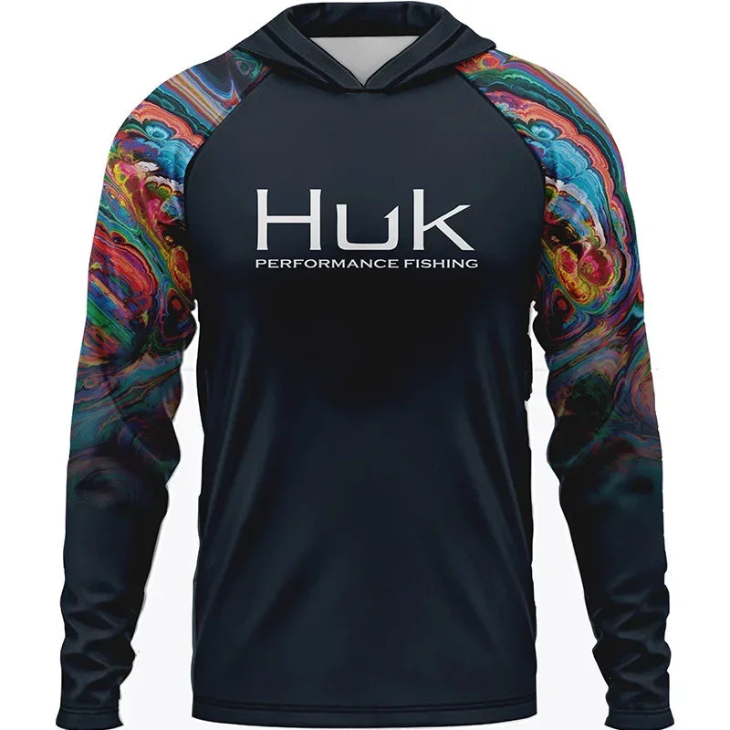 Summer Fishing Men Long Sleeve Hooded T-Shirt