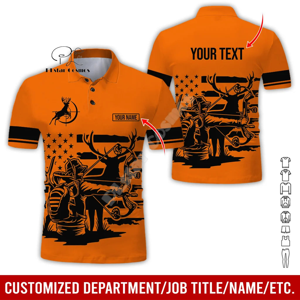 Custom Name Deer Hunting Camo Casual Collar Polo Shirts Short Sleeves