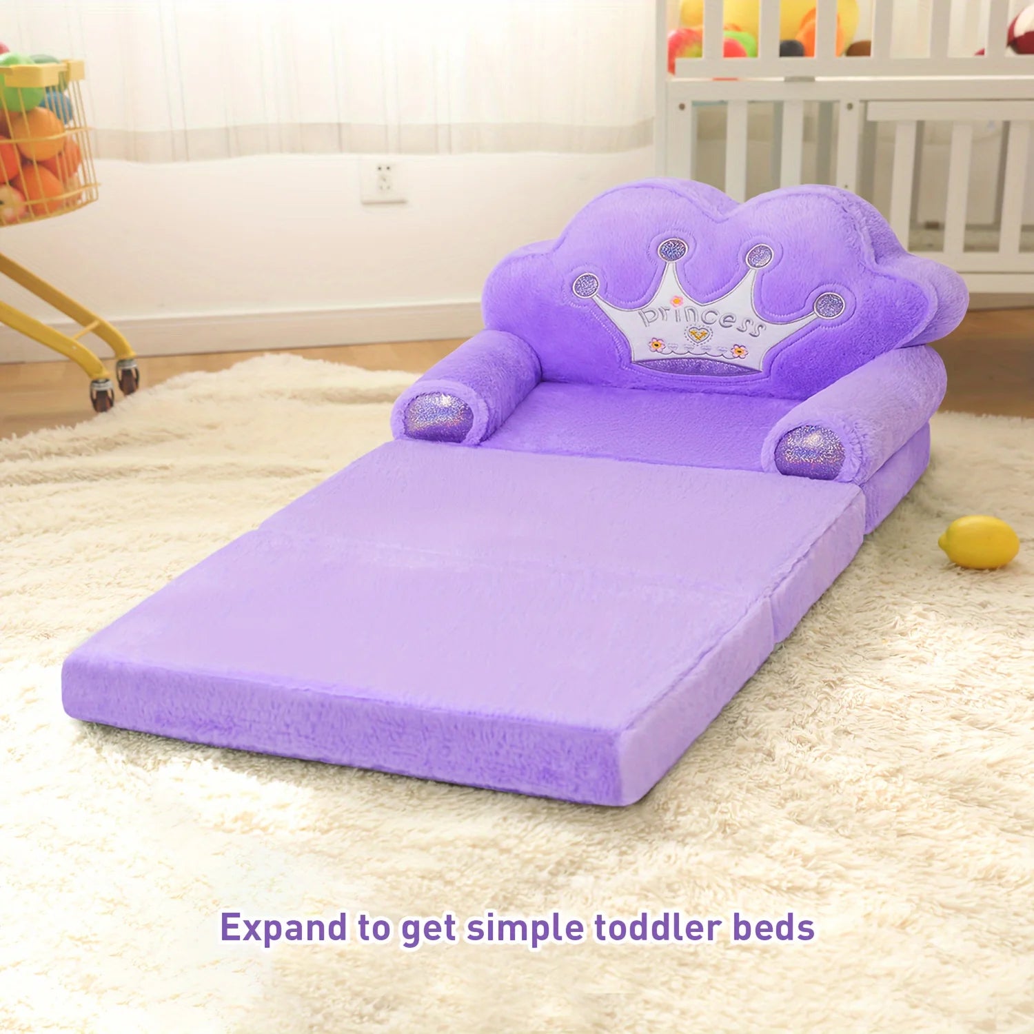 Kids Foldable Sofa & Pillow, Soft Plush