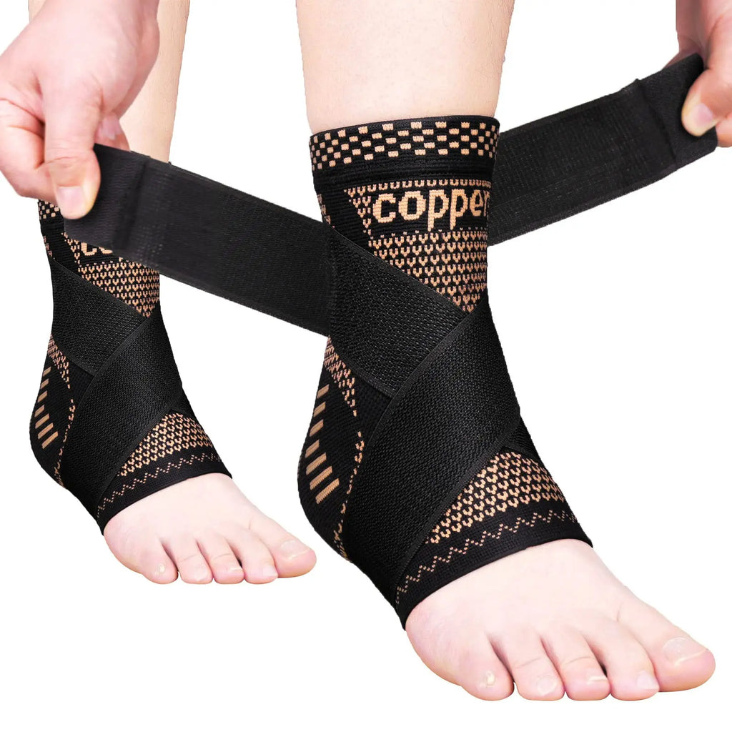 1Pc Ankle Brace for Women and Men, Ankle Compression Sleeve Support Copper Infused Ankle Brace, Support Heel Brace for Football