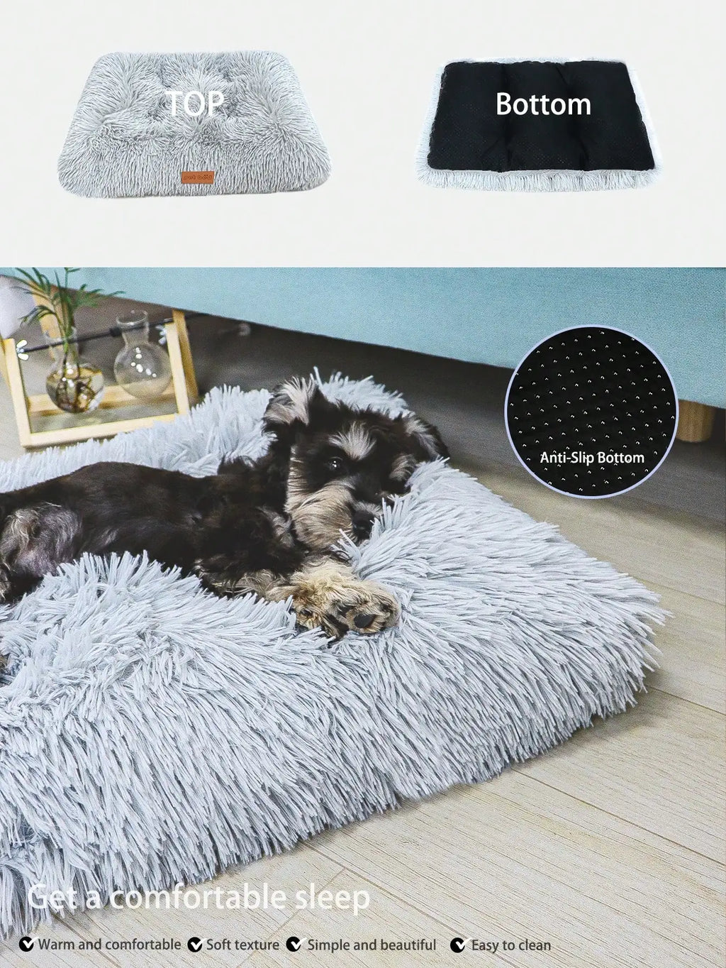 1PC Washable Plush Pet Crate Bed for Dog