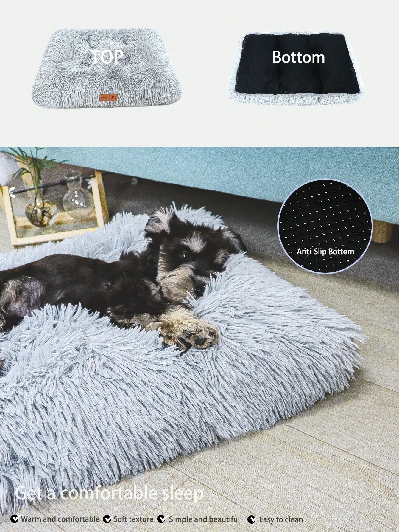 1PC Washable Plush Pet Crate Bed for Dog