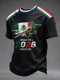 Men's Casual T-Shirt With Mexican Flag Style