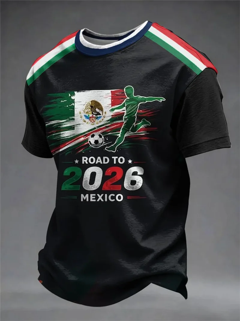 Men's Casual T-Shirt With Mexican Flag Style