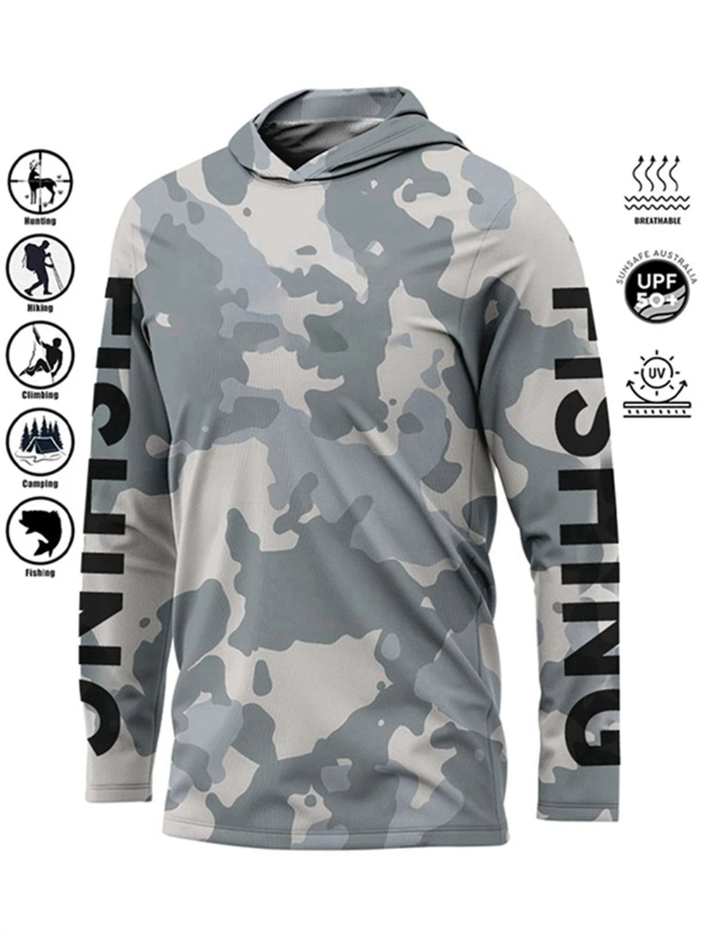 Men's camouflage hooded fishing shirt