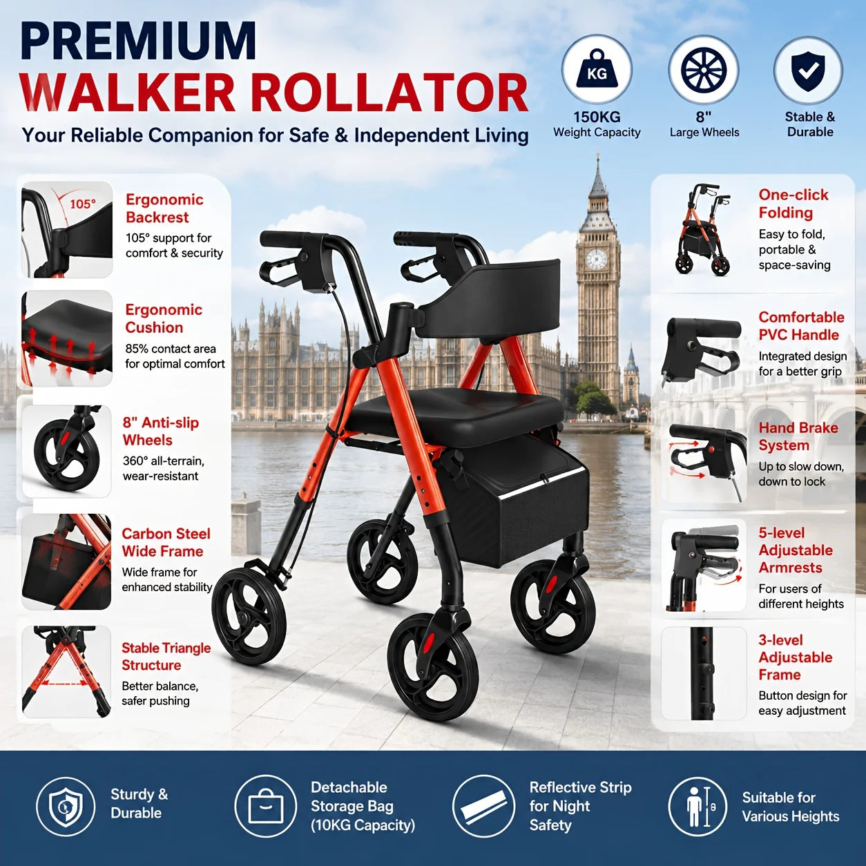 Foldable Walker With Seat