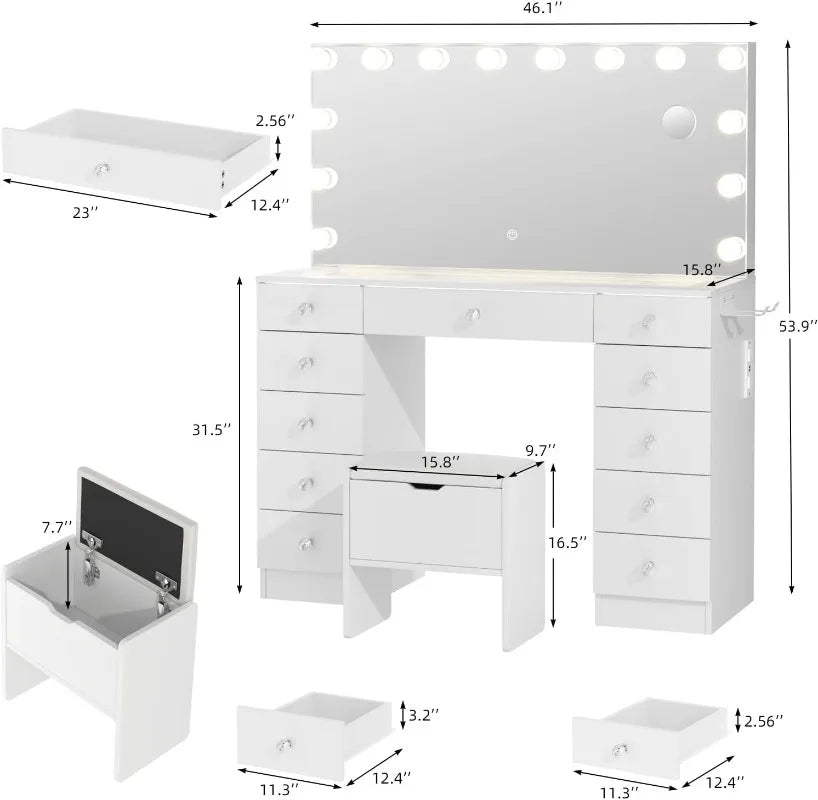 Makeup Vanity Desk with adjustable lighting