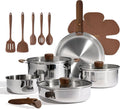 19pcs Stainless Steel Cookware Set with Detachable Handle