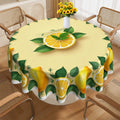 Lemons Theme Orange Green Leaves Tablecloth