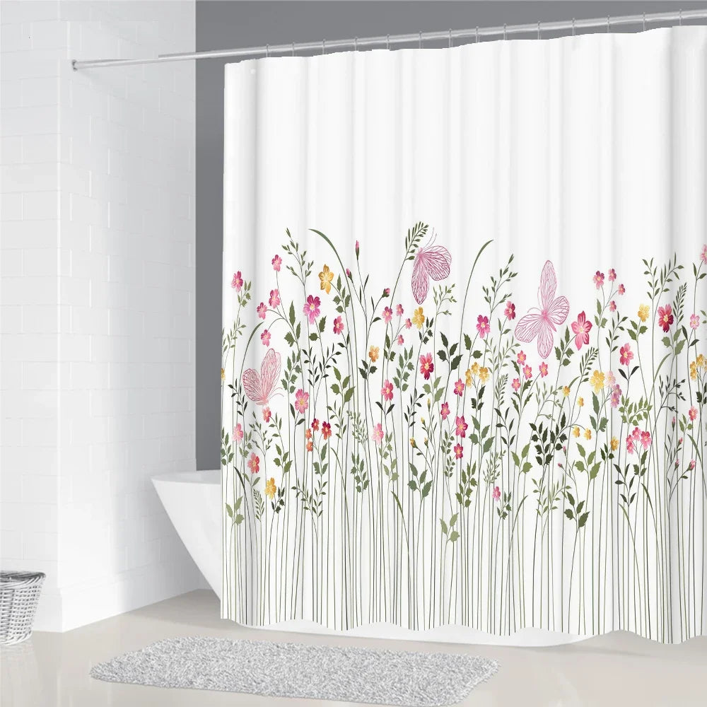 Chinese Style Flower and Birds Tree Shower Curtains