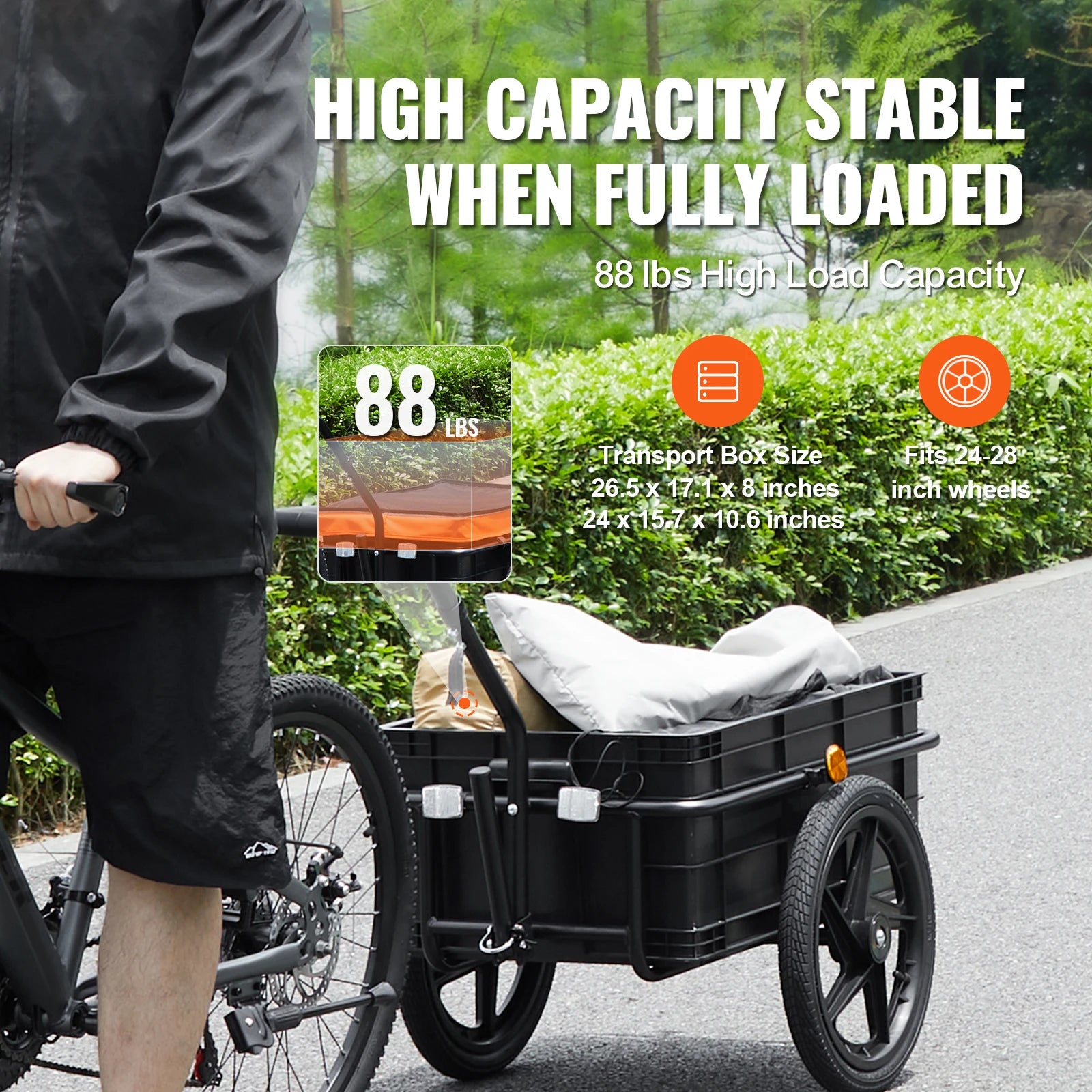 88Lbs Foldable Trailer Bicycle Wagon Cart