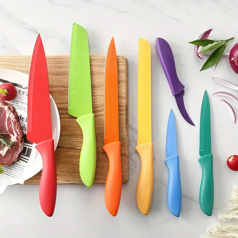 7Pcs Professional Colorful Kitchen Knife Set