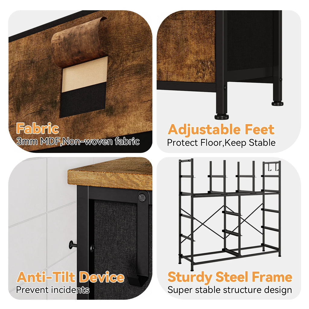Tall Fabric Dresser for Bedroom & Living Room