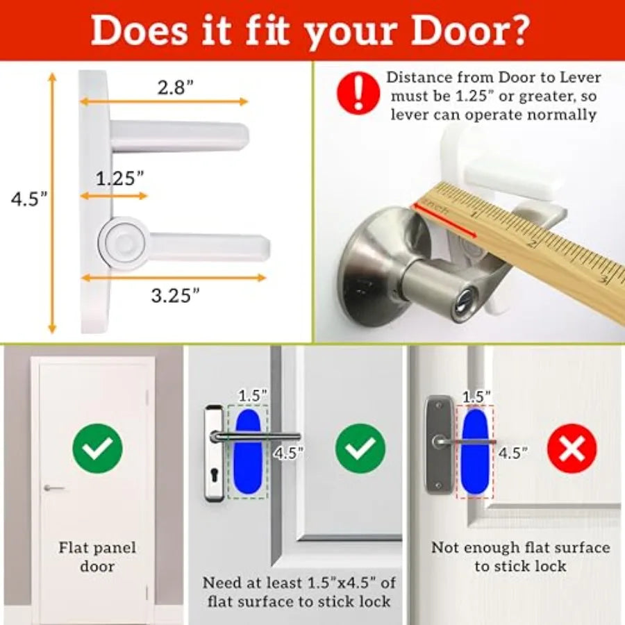 Door Lever Lock 6 Pack Baby Proof Doors Easy One Hand Operation for Adults Durable ABS with 3M Adhesive No Tools Needed