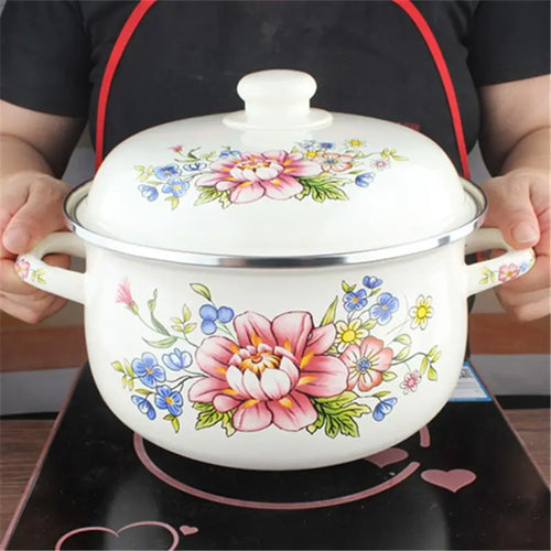 18cm/20cm/22cm/24cm Enameled Pot Thickened Saucepan Stewpot Kitchen Cookware