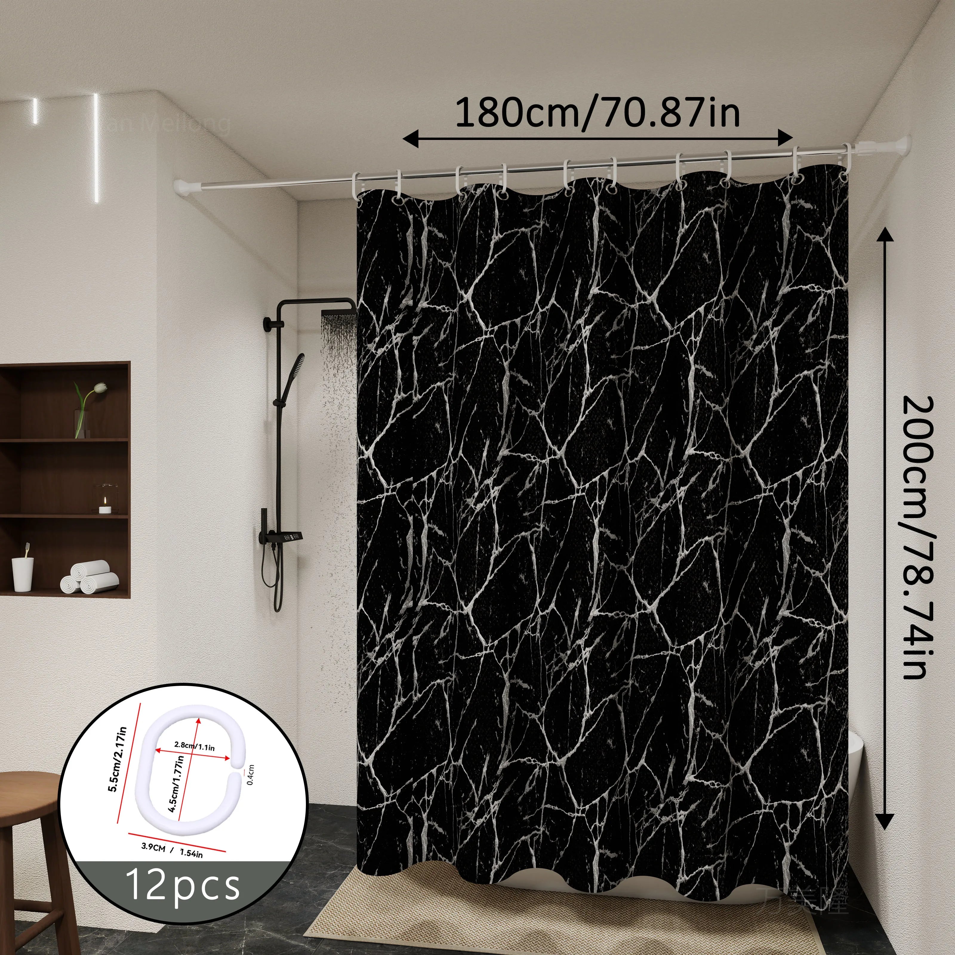 black marble shower curtain