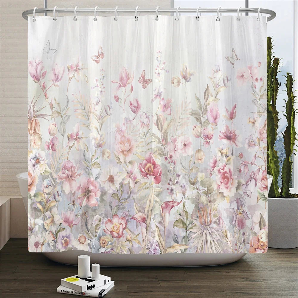 Chinese Style Flower and Birds Tree Shower Curtains