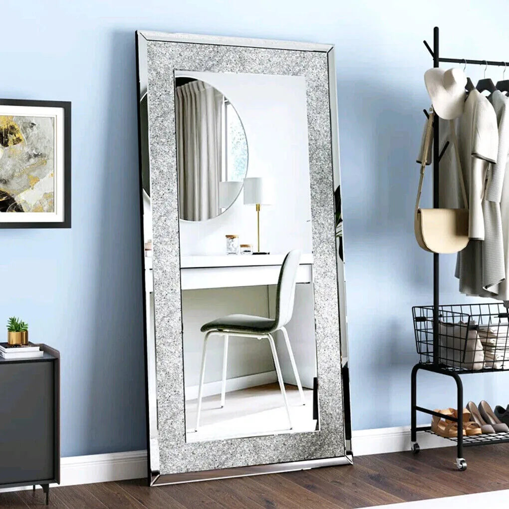 Rectangular Crystal Crush Diamond Wall Mirror