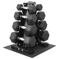Rubber Coated Anti-Slip Grip Dumbbell Set with Storage Rack