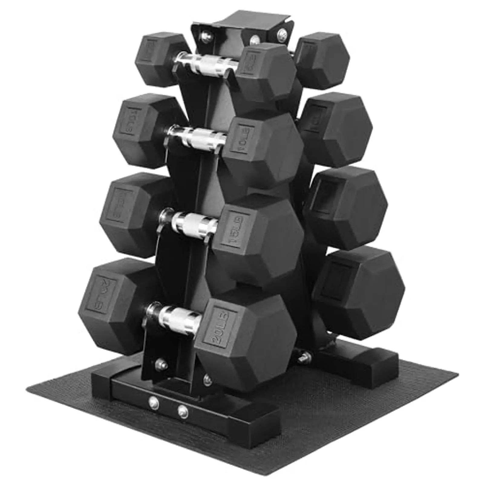 Rubber Coated Anti-Slip Grip Dumbbell Set with Storage Rack