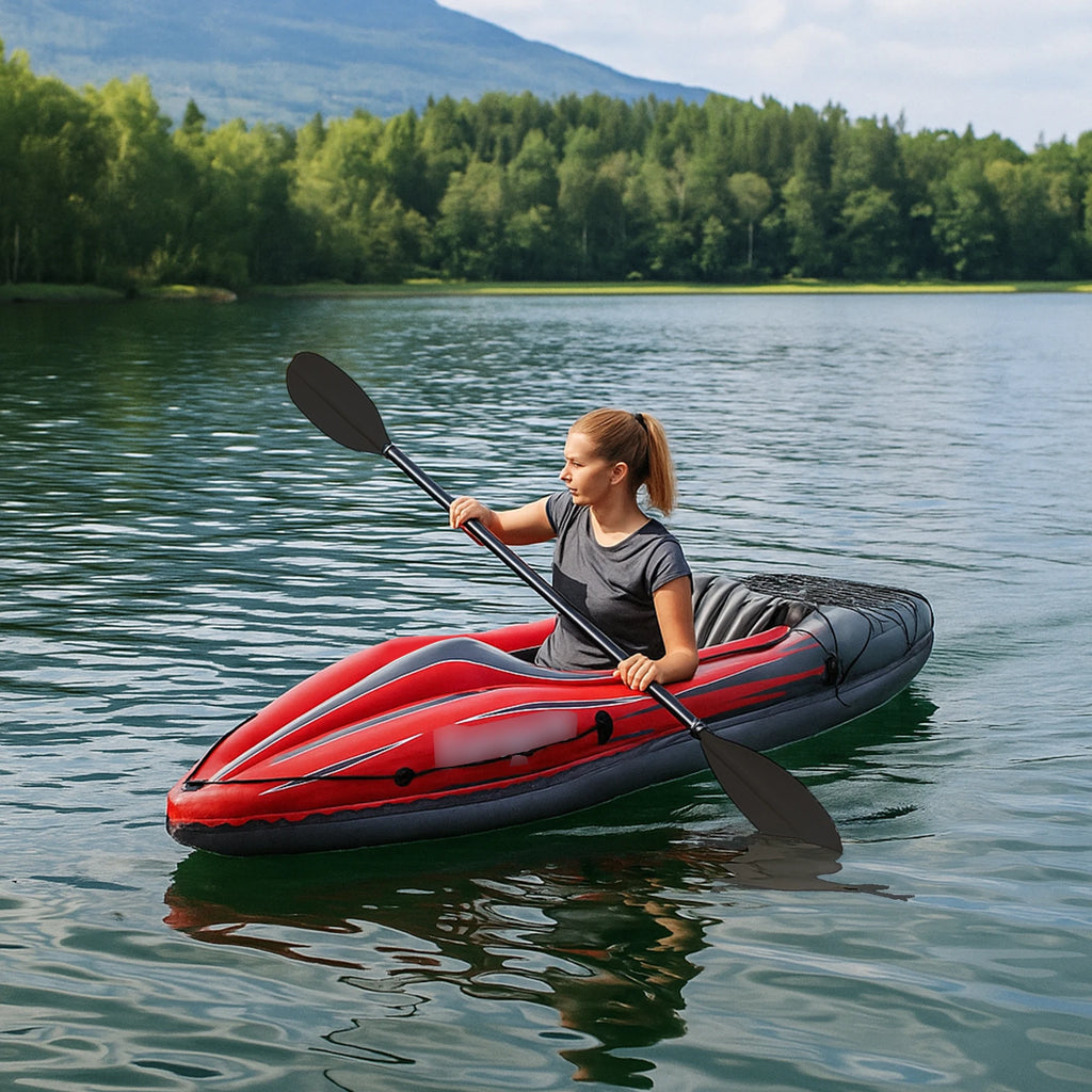 Inflatable Kayak Fishing Boat 1 Person Adult Red Canoe
