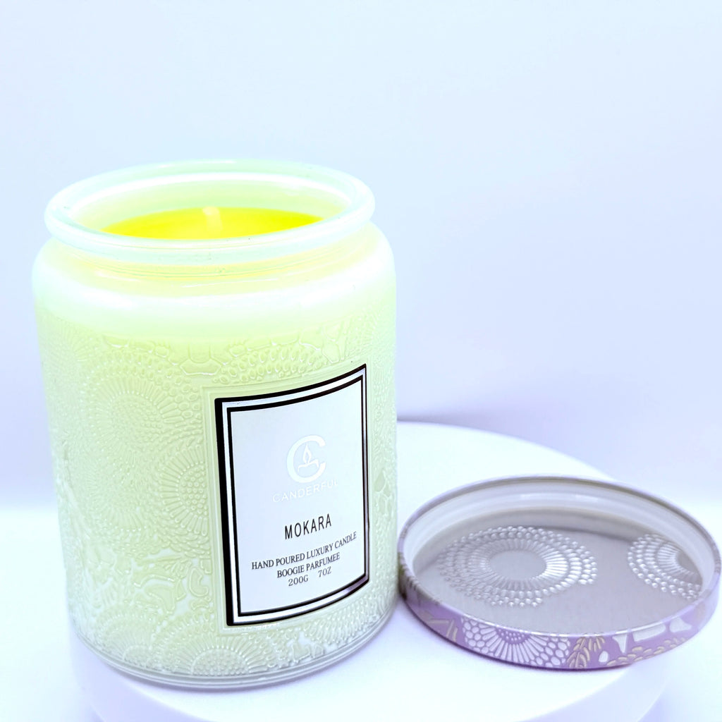 Embossed Glass Scented Soy Wax Candle