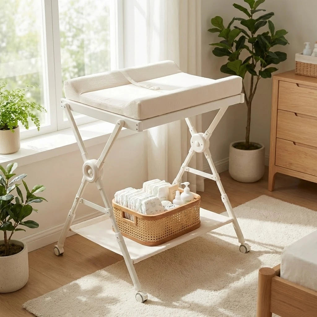 Portable Foldable Baby Changing Table with Wheels