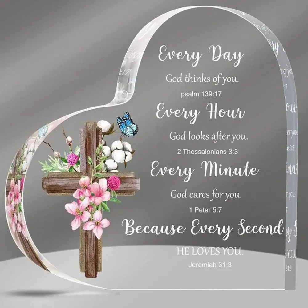 Heart-Shaped Bible Verse Acrylic Decor