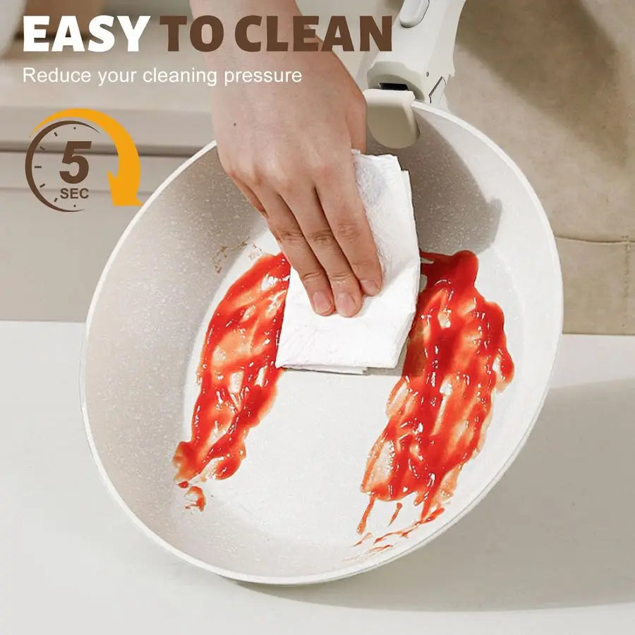 10 pcs Pots and Pan Set Non Stick with Detachable Handle, Ceramic Cookware Set