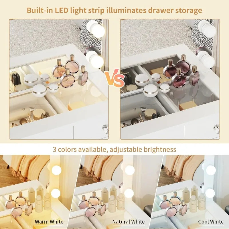 Makeup Vanity Desk with adjustable lighting